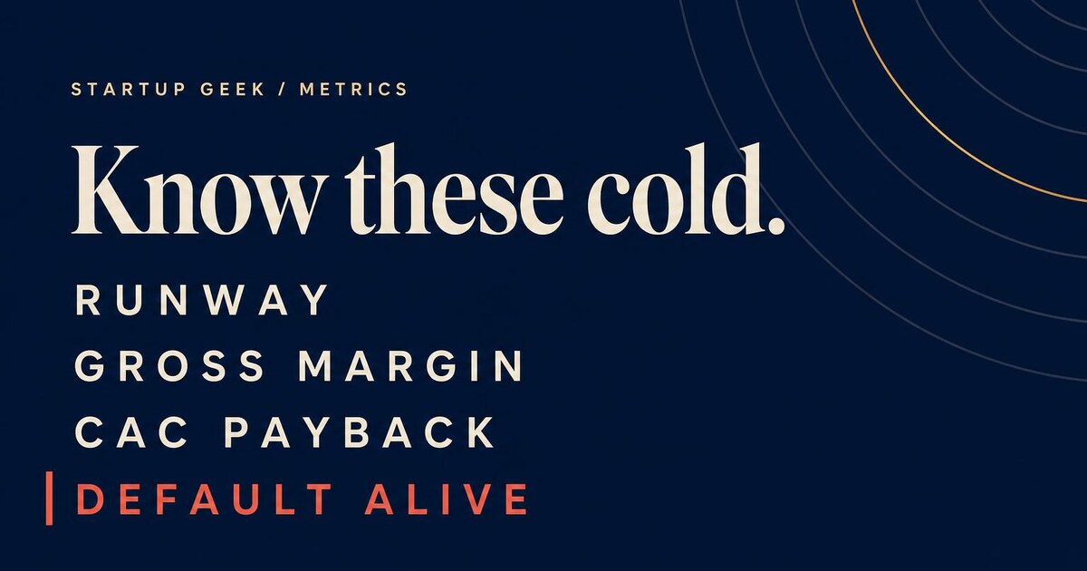 The four startup financial metrics founders should know: runway, gross margin, CAC payback, and default alive.