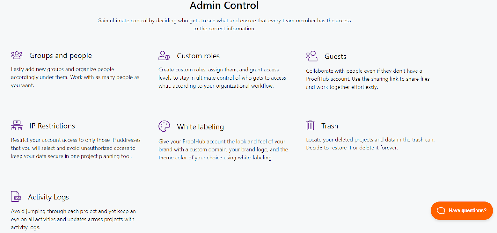 ProofHub's Admin Control