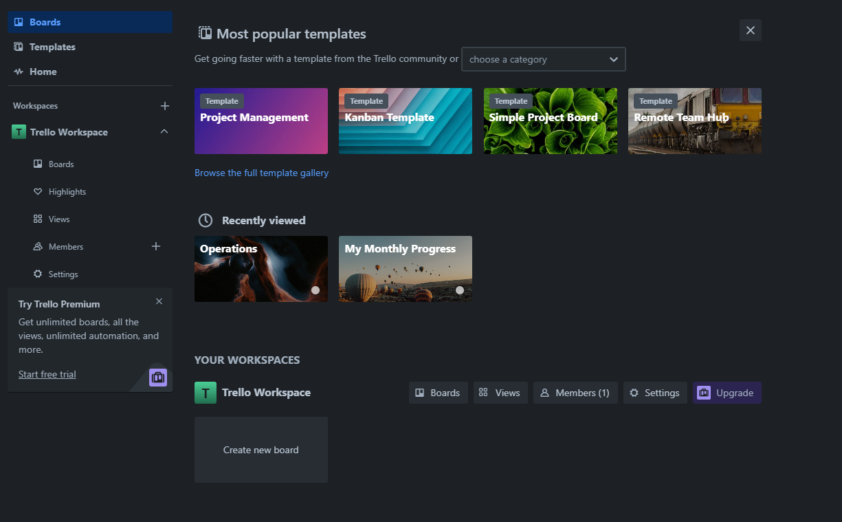 Trello Minimal Dark Theme