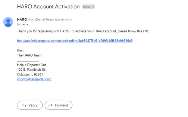 HARO Account Activation