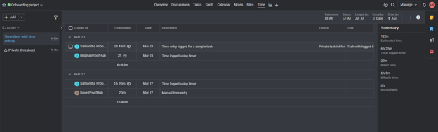 ProofHub Time Records